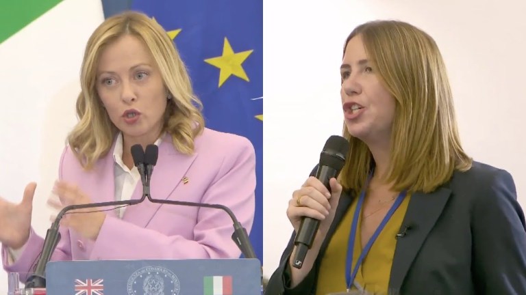 GIORGIA MELONI RISPONDE ALLA GIORNALISTA INGLESE SULL’ACCORDO TRA ITALIA E ALBANIA GIORGIA MELONI RISPONDE ALLA GIORNALISTA INGLESE SULL’ACCORDO TRA ITALIA E ALBANIA