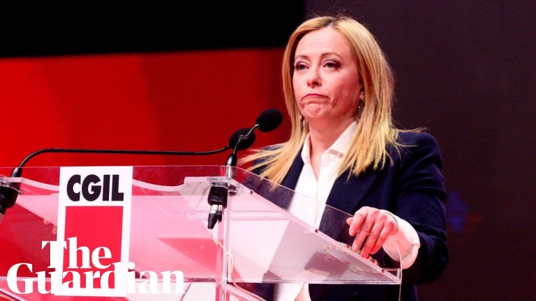 Giorgia Meloni greeted with anti-fascist song Bella Ciao at convention Giorgia Meloni greeted with anti-fascist song Bella Ciao at convention