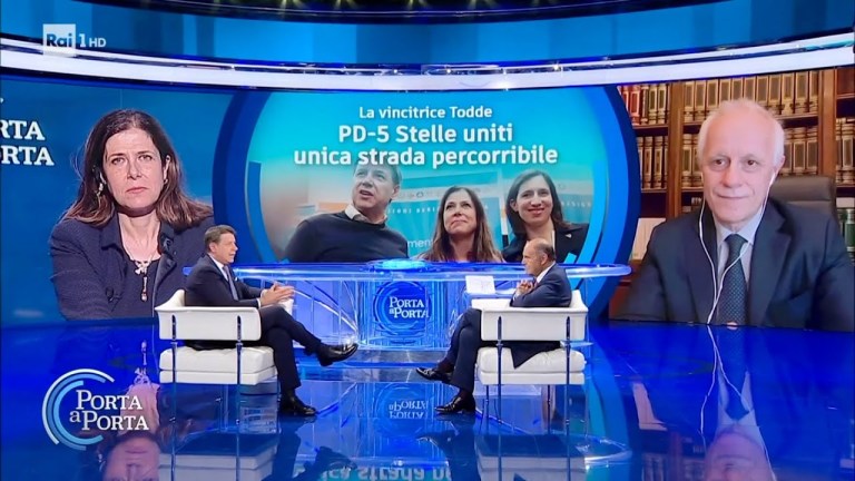 Alessandra Todde e Giuseppe Conte a Porta a Porta | 27/02/2024 Alessandra Todde e Giuseppe Conte a Porta a Porta | 27/02/2024