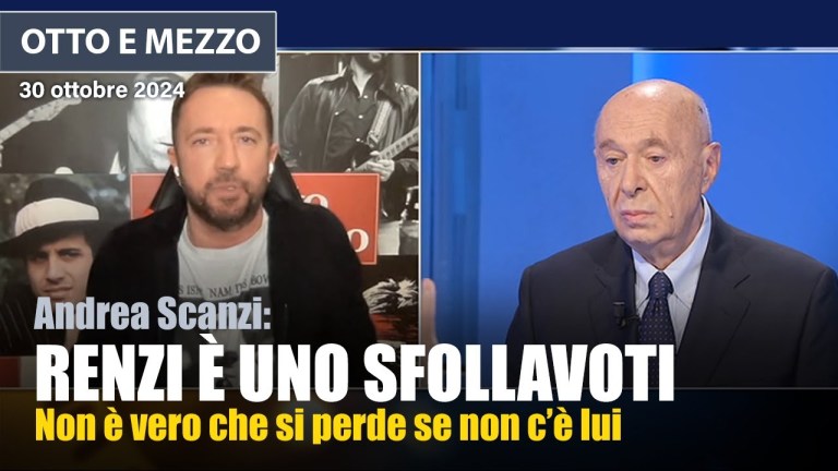 Andrea Scanzi a Otto e Mezzo: Matteo Renzi è uno sfollaconsensi, fa perdere tutti Andrea Scanzi a Otto e Mezzo: Matteo Renzi è uno sfollaconsensi, fa perdere tutti