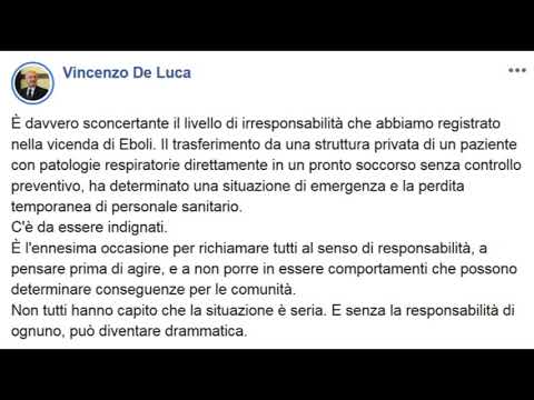 Coronavirus. Caso Eboli, dura reprimenda del governatore della regione Campania De Luca. Coronavirus. Caso Eboli, dura reprimenda del governatore della regione Campania De Luca.