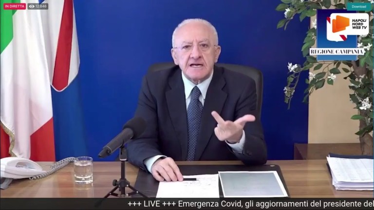 Emergenza Covid, il punto sui contagi del presidente della Regione Campania De Luca Emergenza Covid, il punto sui contagi del presidente della Regione Campania De Luca