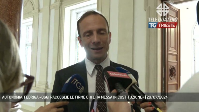 AUTONOMIA: FEDRIGA «OGGI RACCOGLIE LE FIRME CHI L’HA MESSA IN COSTITUZIONE» | 29/07/2024 AUTONOMIA: FEDRIGA «OGGI RACCOGLIE LE FIRME CHI L’HA MESSA IN COSTITUZIONE» | 29/07/2024
