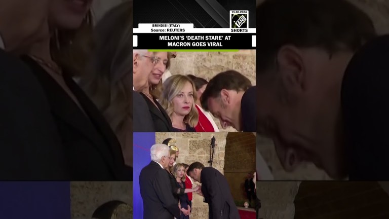 Italian PM Meloni’s ‘death stare’ at French President Emmanuel Macron at G7 gala dinner goes viral Italian PM Meloni’s ‘death stare’ at French President Emmanuel Macron at G7 gala dinner goes viral