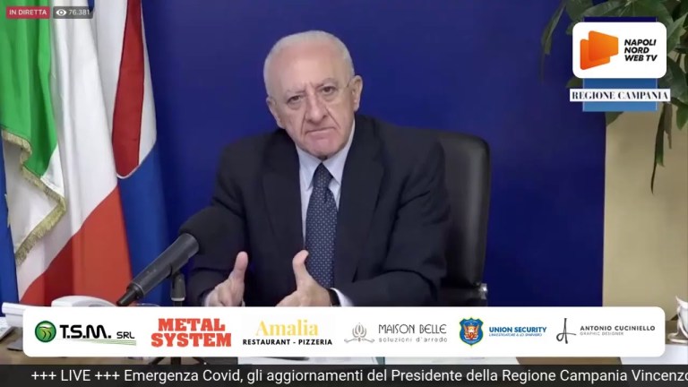 +++ LIVE +++ Emergenza Covid, gli aggiornamenti del Presidente della Regione Campania De Luca +++ LIVE +++ Emergenza Covid, gli aggiornamenti del Presidente della Regione Campania De Luca