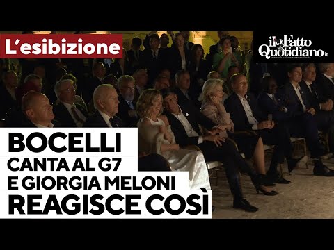 Andrea Bocelli canta “Nessun dorma” di fronte ai leader del G7 e Giorgia Meloni reagisce così Andrea Bocelli canta “Nessun dorma” di fronte ai leader del G7 e Giorgia Meloni reagisce così