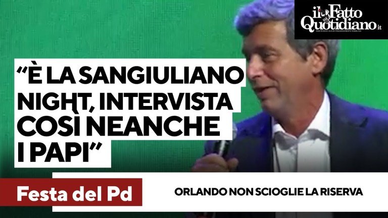 Orlando: “È Sangiuliano night, non scioglierei riserva ora. 15 minuti di intervista neanche i papi” Orlando: “È Sangiuliano night, non scioglierei riserva ora. 15 minuti di intervista neanche i papi”