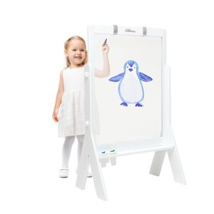 Little Partners® Peek-A-Boo Art Easel – Two Sided Clear Plexi Glass Paint Easel – Easy Erase Acrylic