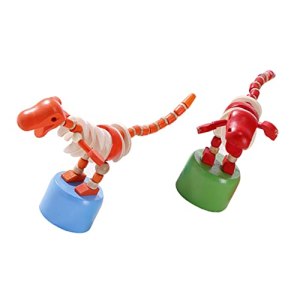 Toyvian 2pcs Push Puppet Push Puppet Finger Dinosaur Push Puppet Press Base Thumb Puppet Wooden