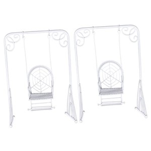 2pcs Dollhouse Swing Rocking Chair Ornament Swing for Kids Mermaid Dolls Mini House Iron Swing