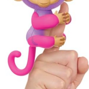 Lansay – FINGERLINGS – Charli – Small Interactive Monkey Pink/Purple – Electronic Plush Toy for