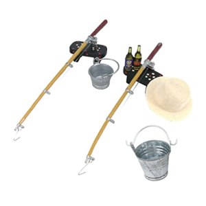 1 Set Miniature Fishing Toy Mini Fishing Rod Bench Hat Beer Bottles Bucket Kit Set Simulation