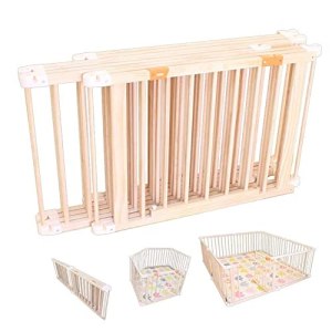 Protection Playpen Large Wooden Baby Game Fence with Door Home Nursery Kids Activity Center Foldable