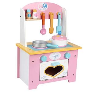 JW-YZWJ Wooden Pink Simulation Kitchen Kitchen Stove Toy Boy And Girl Early Education Puzzle