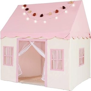 Large Kids Tent with mat, Star Lights, Tissue Garland, Play Tent Indoor & Outdoor, Kids Play Tent