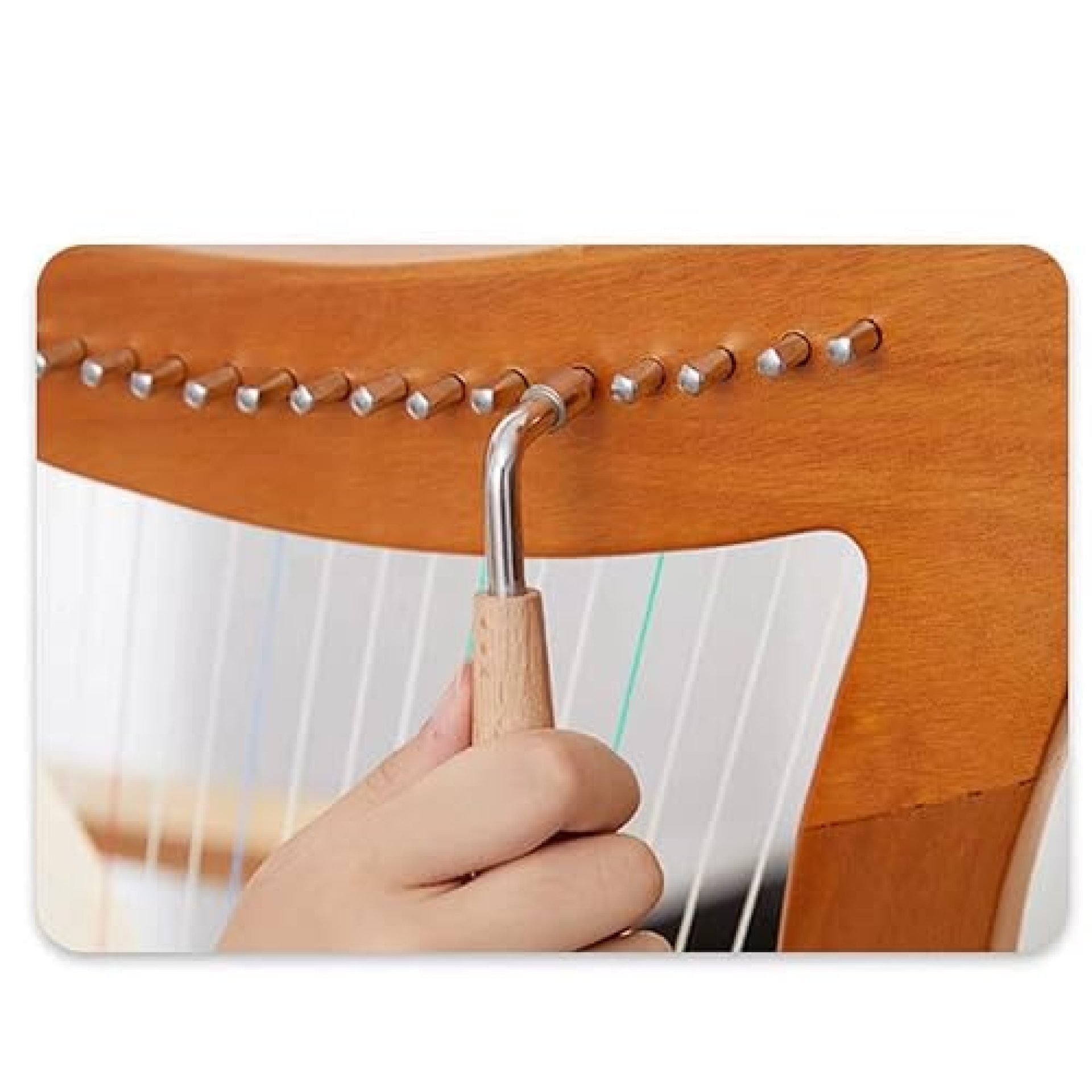 Lyre Harp, 19 Strings Wooden Mahogany Harp with Half Key Nylon Strings with Tuning Wrench and Carry Lyre Harp, 19 Strings Wooden Mahogany Harp with Half Key Nylon Strings with Tuning Wrench and Carry