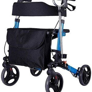 Leunlee Walker, Folding Rollator Walker With Seat And Removable Storage Bag Double Safety Brake