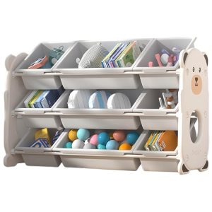TOYBY Toy Organizers and Storage Bins, Large Capacity Toy Organizer Rack 3 Tiers Shlef with 9
