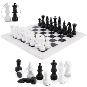 Marblous Krafts Chess Set 15 Inches White and Black Chess Board Game- Travel Chess Set 2 Player