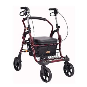 Leunlee Walker Indoor Adult Rollator Walker with 4 Wheels and Large Seat for Seniors, 8 Inch Wheels,