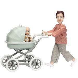 LUNDBY Dolls for Girls | Mini Dolls Pram | Doll House People Adult + Baby + Toy Baby Doll Pram for