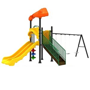 Kids Swing Slide Outdoor Climbing Frame Swing Slide Playground Set Multiplayer Game (Giant yellow