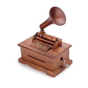 Music Box Wooden Music Box, Phonograph Music Box,Desktop Decorative Music Box for Birthday/Christmas