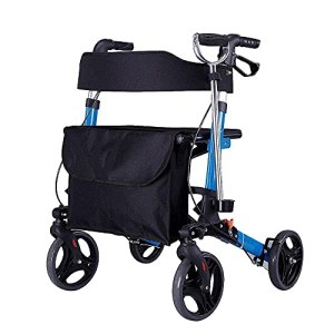 Leunlee Vertical Walker, Four-Wheeled Standing Folding Roller Walker, Padded Armrests, Seat And