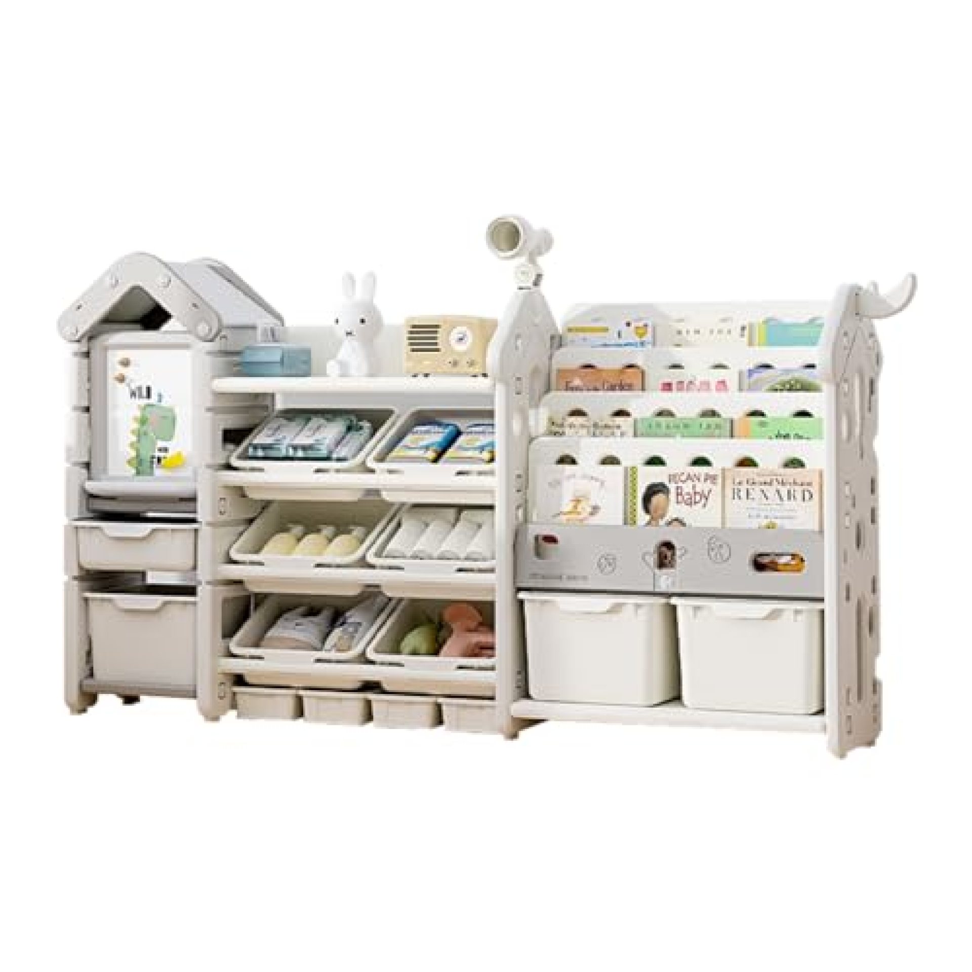 JUMEIYP Kids Toy Storage Organizer and Children Bookshelf, with 4-Tier Shelf&14 Removable Plastic JUMEIYP Kids Toy Storage Organizer and Children Bookshelf, with 4-Tier Shelf&14 Removable Plastic
