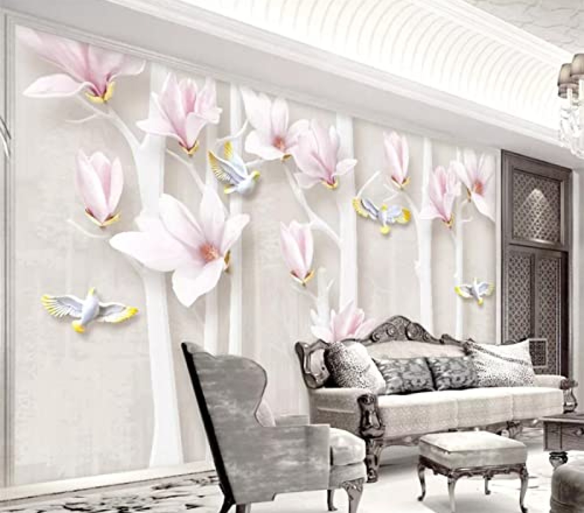 mural 3d wallpaper Pink & Flowers W385 X H268 CM Wall Decor Home Craft Wall Decal Wall Non-Woven mural 3d wallpaper Pink & Flowers W385 X H268 CM Wall Decor Home Craft Wall Decal Wall Non-Woven