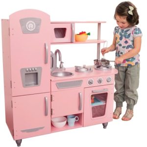 Kidkraft 53179 Pink Vintage Wooden Pretend Play Toy Kitchen For Kids With Role Play Phone Included