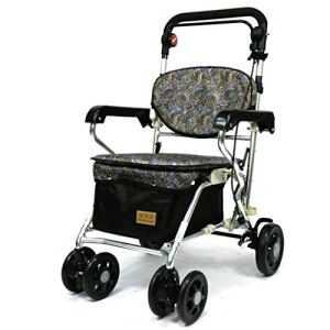 Leunlee Folding Aluminum Walker Rollator – Heavy Duty 4 Wheels Flexible Back Support Deep Padded