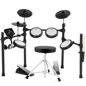 MUSTAR Electronic Drum Set, Electric Drum Sets for Beginners with 8″ Mesh Drum Pads, 10″ Cymbals, 2