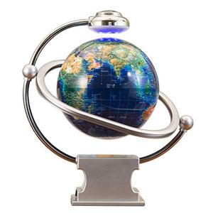 Floating Magnetic Levitation Globe 8 Inch Ocean Blue with LED Light for Children Education,