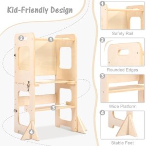 Labebe Learning Tower for Children, Foldable Montessori Learning Tower, 3-in-1 Step Stool, Learning