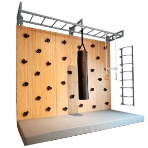 Moon Kids Climbing Wall with Monkey Bars, Ladder and Safety Mat – 3 panels Indoor Gymnastics