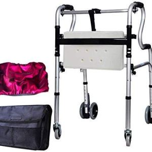 Leunlee Crutches, r Thick Aluminum Alloy Walker with Wheels with Elderly Walking Frame/Trolley