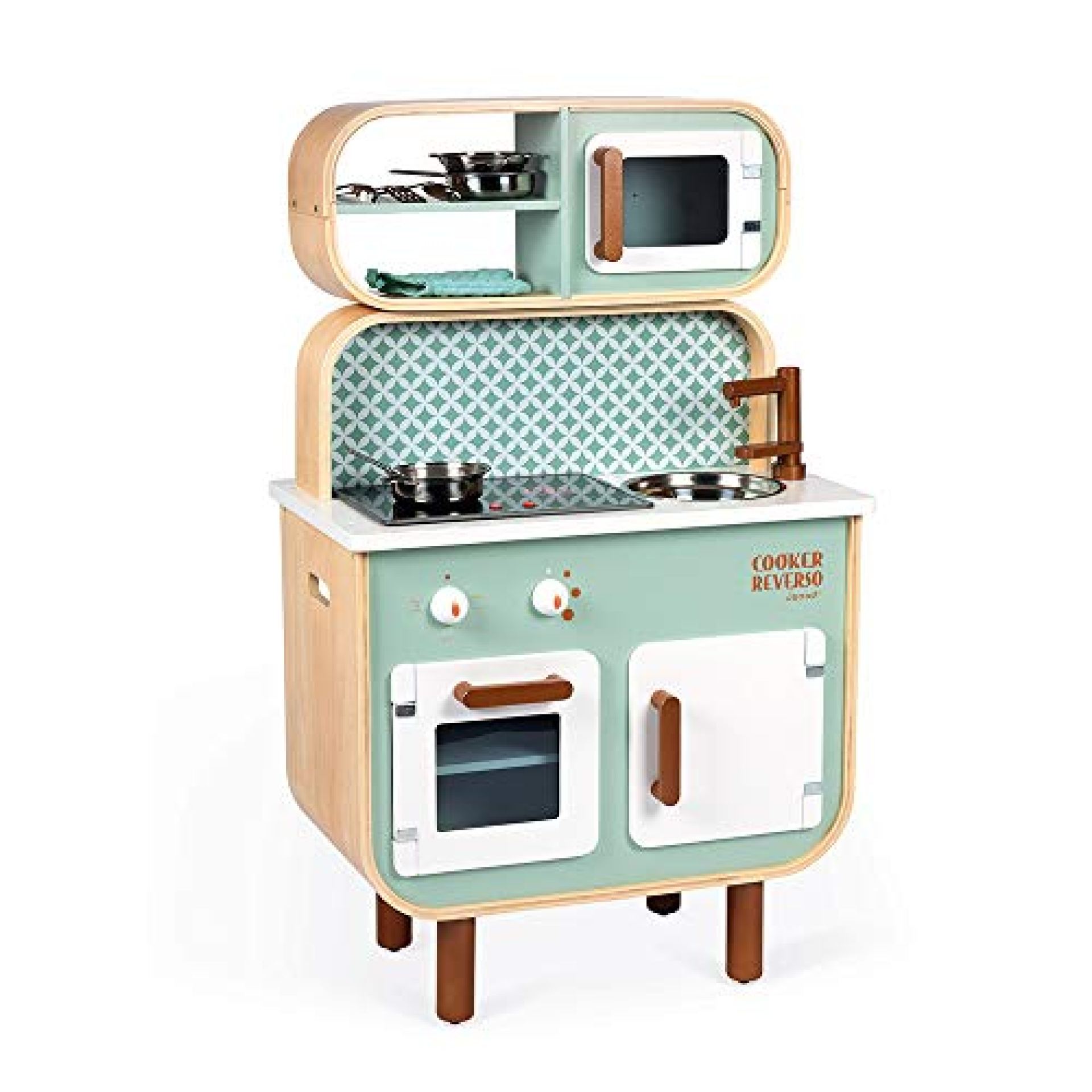 Janod Big Cooker Reverso Retro Wooden Kitchen And Laundry Set With 8 Pretend Play Accessories Ages Janod Big Cooker Reverso Retro Wooden Kitchen And Laundry Set With 8 Pretend Play Accessories Ages