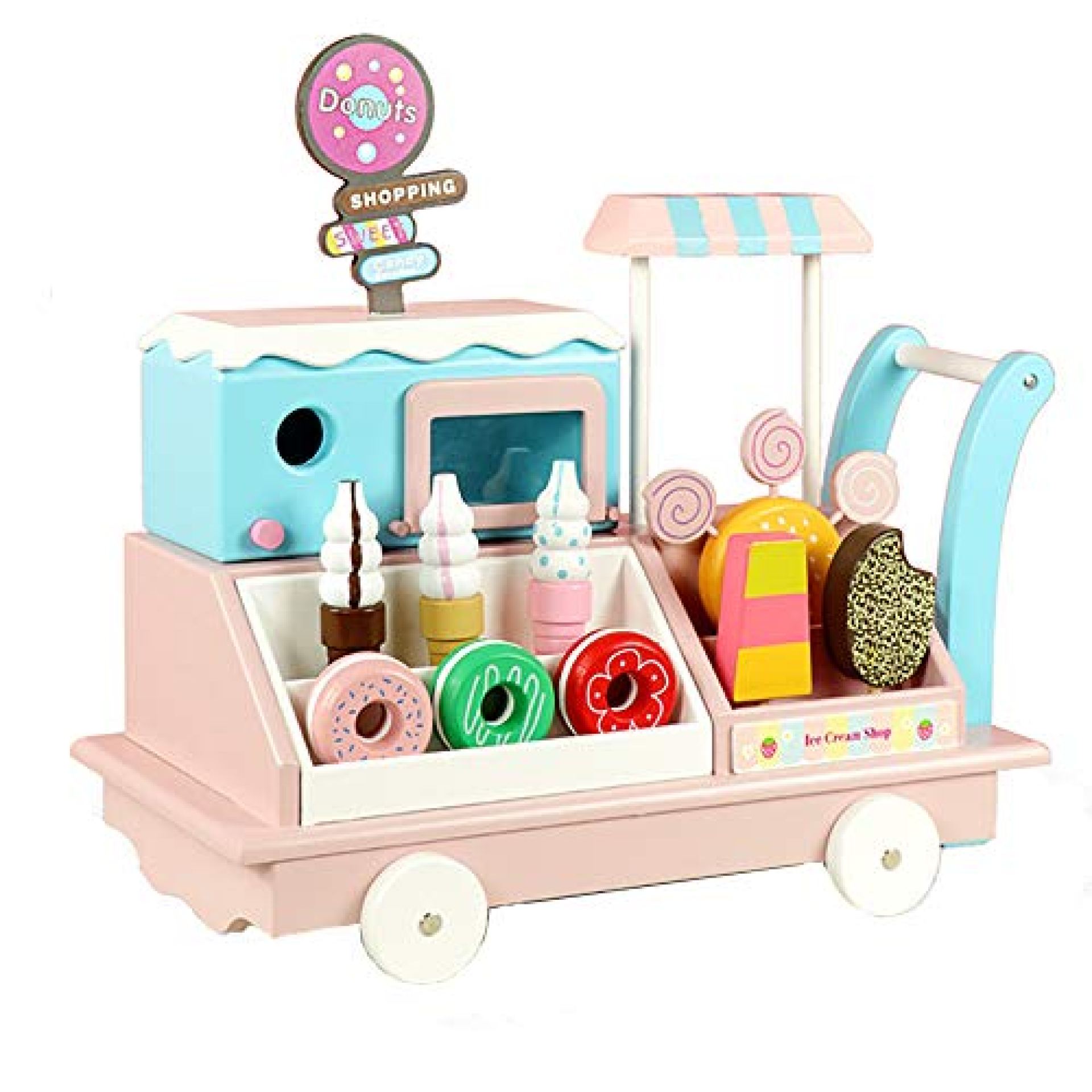 JW-YZWJ Children’s Simulation Ice Cream Cart, Donut Sales Cart, Wooden Educational Toy JW-YZWJ Children’s Simulation Ice Cream Cart, Donut Sales Cart, Wooden Educational Toy