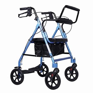Leunlee Wheelchair Portable Super Light Elder Adult Folding Shopping 4 Wheel Seat Rolling Walker