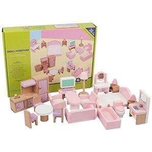 JW-YZWJ Children’s Mini House Furniture 22 Piece Set Simulation Bedroom Living Room Bathroom Kitchen