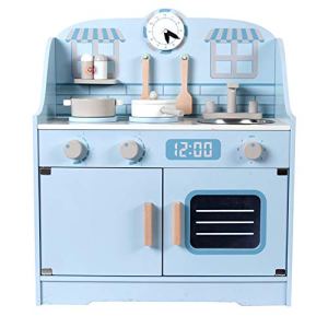 JW-YZWJ Children’s Wooden Simulation Blue Kitchen Utensils Cooking And Cooking Cognitive Early
