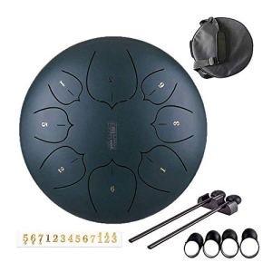 JTKDL Steel Tongue Drum 8 Notes 10 inches Percussion Instrument with Travel Bag and Mallets, Music