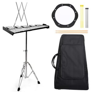 LOMUTY 32 Notes Foldable Glockenspiel Xylophone, Bell Kit for Adults and Kids, Percussion Instrument
