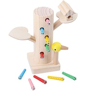 Lnrueg Sturdy Colorful Intelligence Training Worm Game Toy Set Wooden Funny Smooth Interactive