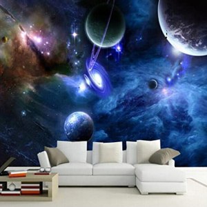 mural 3d wallpaper Blue & Planet W300 X H210 CM Wall Decor Home Craft Wall Decal Wall Non-Woven