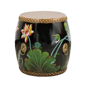 KAFELE Hand-Painted Drum Stool Contains Drum Stick + Drum Pad Round Stool/Low Stool/Dressing Stool