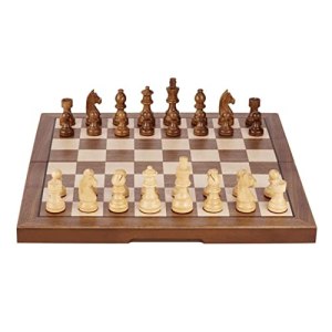ksamwjf Board Game Set, Magnetic Glass Chess, Classic Chess Set, With Wooden Chess Board & Pieces