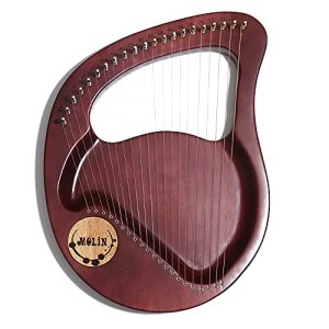 Mahogany Lyre Harp, 21 Metal Strings, Lyre Harp with Durable Gig Bag and Tuning Wrench, Musical