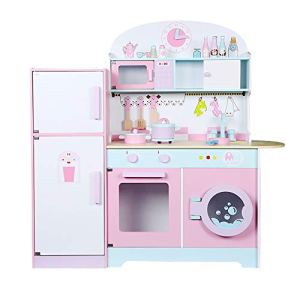 JW-YZWJ Wooden Simulation Children’s Kitchen Refrigerator Stove Combination Early Education Puzzle